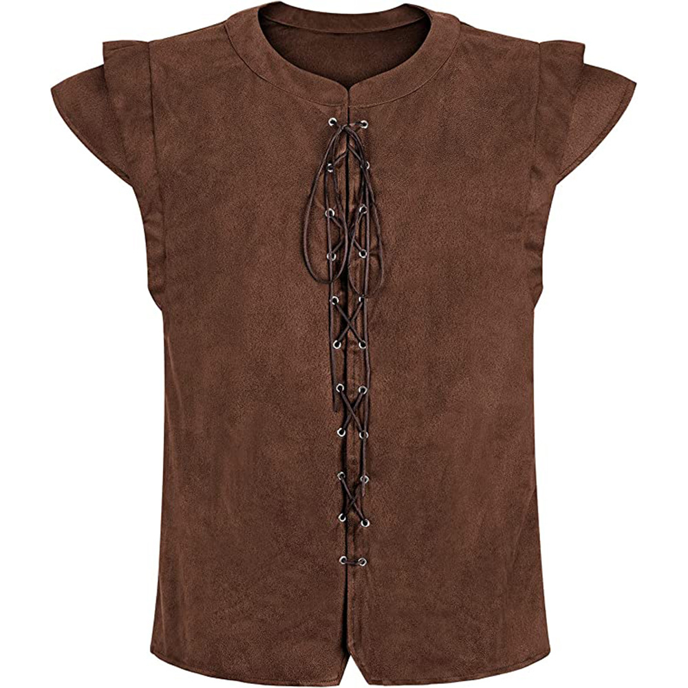 Ethnic Clothing & Online Fashion Store Khaadi Us - เสื้อยืดหนังกลับสไตล์เรเนซองส์ ไวกิ้ง โจรสลัด สำหรับฮาโลวีน เสื้อกั๊กกำมะหยี่เปิดหลัง ชุดการแสดงบนเวทีสไตล์ชาติพันธุ์สำหรับผู้หญิง