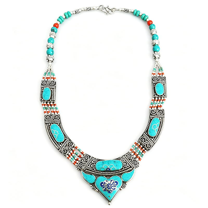 Ethnic Fashion Com - BOHO Vintage สร้อยคอคอลเลกชันทองแดงฝังขนาดใหญ่สร้อยคอจี้เครื่องประดับชาติพันธุ์ TNL173