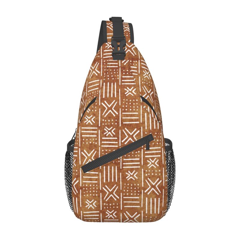 Ethnic Fashion Men - Bogolan กระเป๋าสะพายลายแอฟริกันสำหรับผู้ชายกระเป๋าเป้สะพายหลังใช้ได้ทุกวันแบบคาดอกพาดลำตัวศิลปะชนเผ่าพื้นเมืองแอฟริกัน