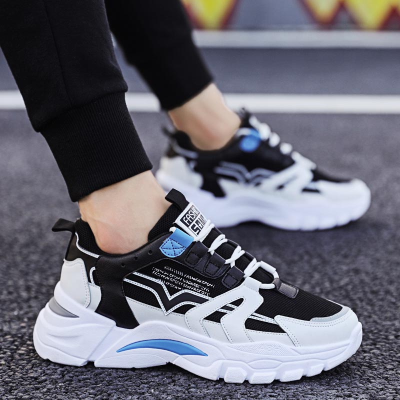 Ethnic Fashion Online - ขนาดใหญ่ Chunky ความสูงรองเท้าผ้าใบผู้หญิงกีฬารองเท้า Man Running รองเท้าผู้ชายกีฬารองเท้าสำหรับชายสีดำสีน้ำเงินสีขาว