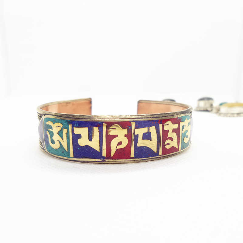 Ethnic Fashion Com - BB-193 ทิเบต Mantras Amulet กำไลข้อมือเปิด OM
