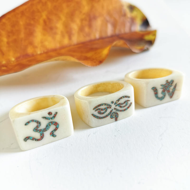 Ethnic Fashion Com - ทิเบต Amulet สัญลักษณ์แหวน Man Ox กระดูกแกะสลัก