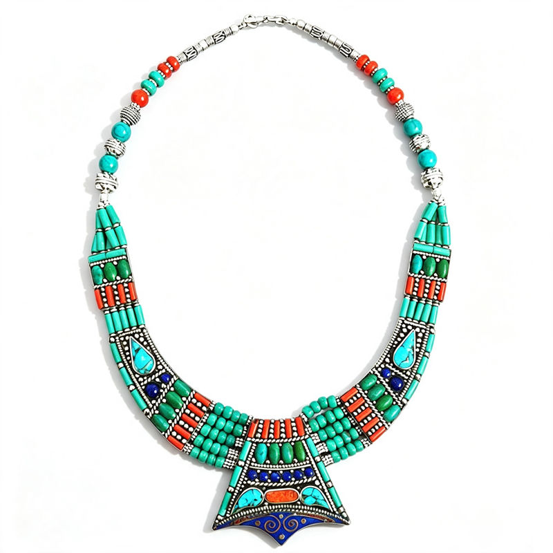 Ethnic Fashion Com - BOHO Vintage สร้อยคอคอลเลกชันทองแดงฝังขนาดใหญ่สร้อยคอจี้เครื่องประดับชาติพันธุ์ TNL161