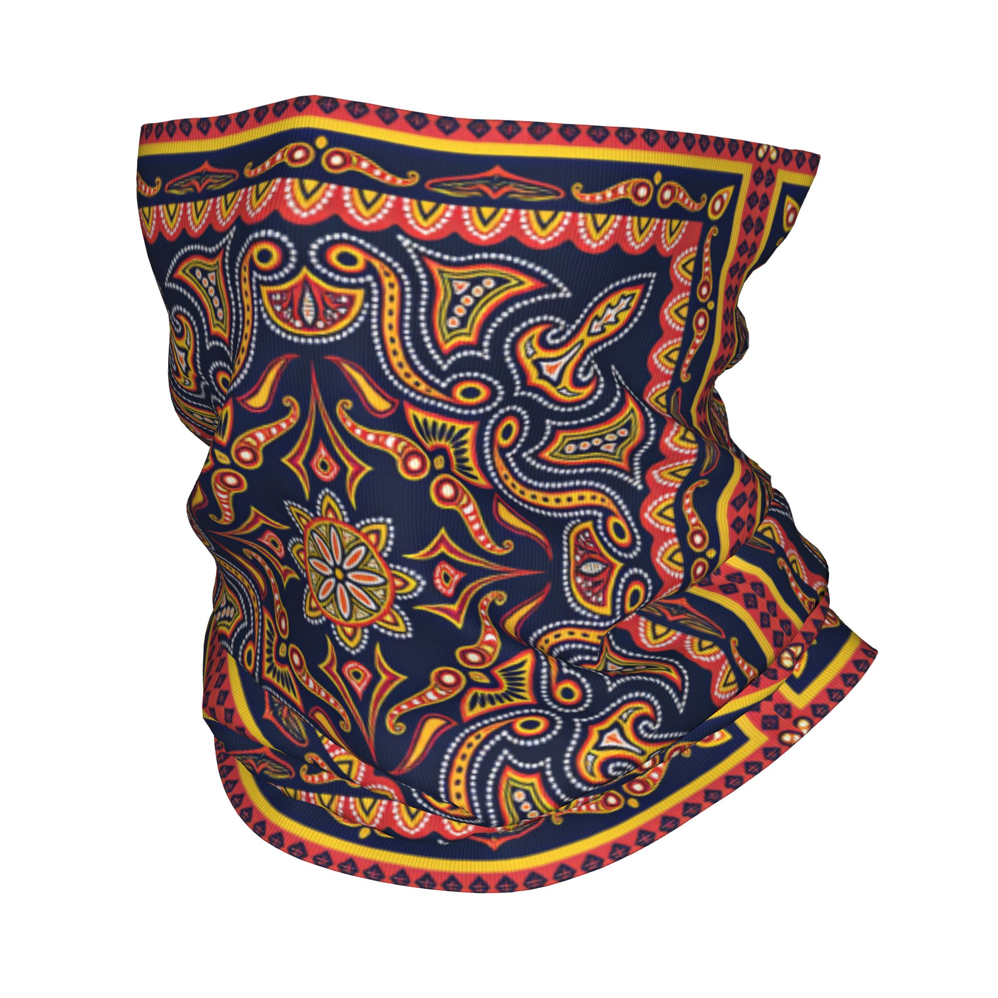 Ethnic Fashion Men - ผ้าคลุมหน้าลายชนเผ่าพิมพ์ลายเพสลีย์ สำหรับเดินป่า ตั้งแคมป์ ปั่นจักรยาน ป้องกันลมและฝุ่น ผ้าคลุมคอ