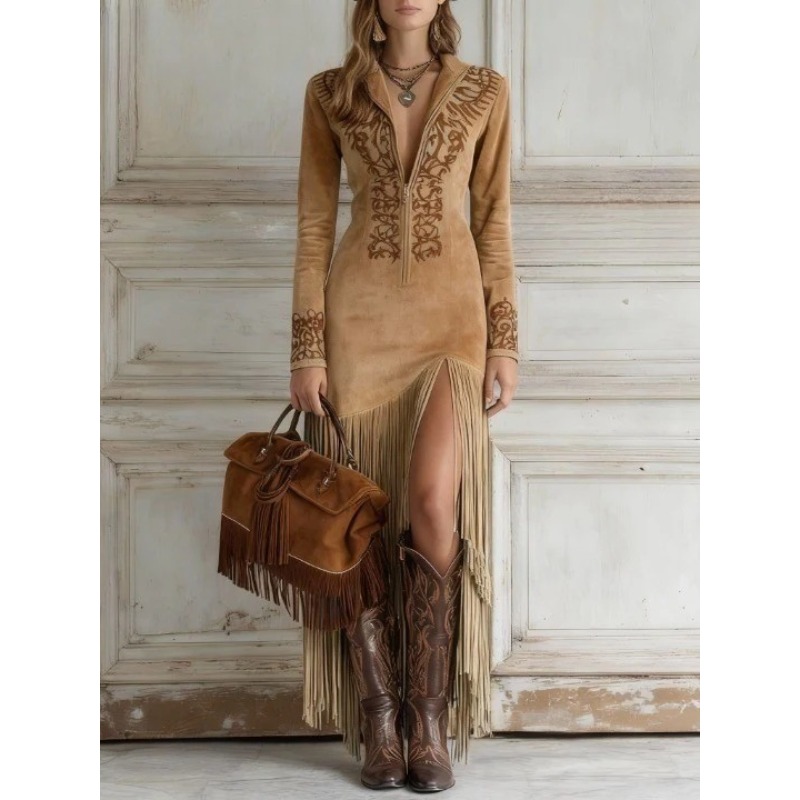 ชุดเดรสผู้หญิงสไตล์ฤดูใบไม้ร่ว - Ethnic Chic Fashion บทวิจารณ์และราคา