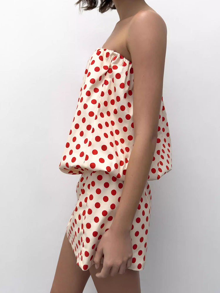 เดรสเกาะอกลายจุดคอตรงแบบเซ็กซี - Ethnic Fashion Dress บทวิจารณ์และราคา