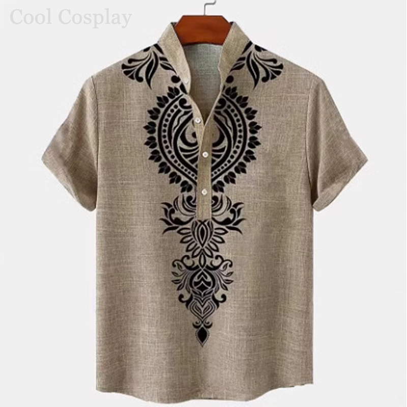 เสื้อเชิ้ตเฮนลีย์สไตล์เรโทรสำห - Ethnic Fashion Men บทวิจารณ์และราคา