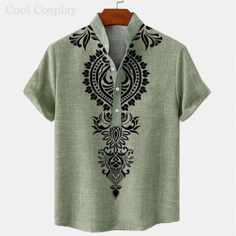เสื้อเชิ้ตเฮนลีย์สไตล์เรโทรสำห - Ethnic Fashion Men บทวิจารณ์และราคา