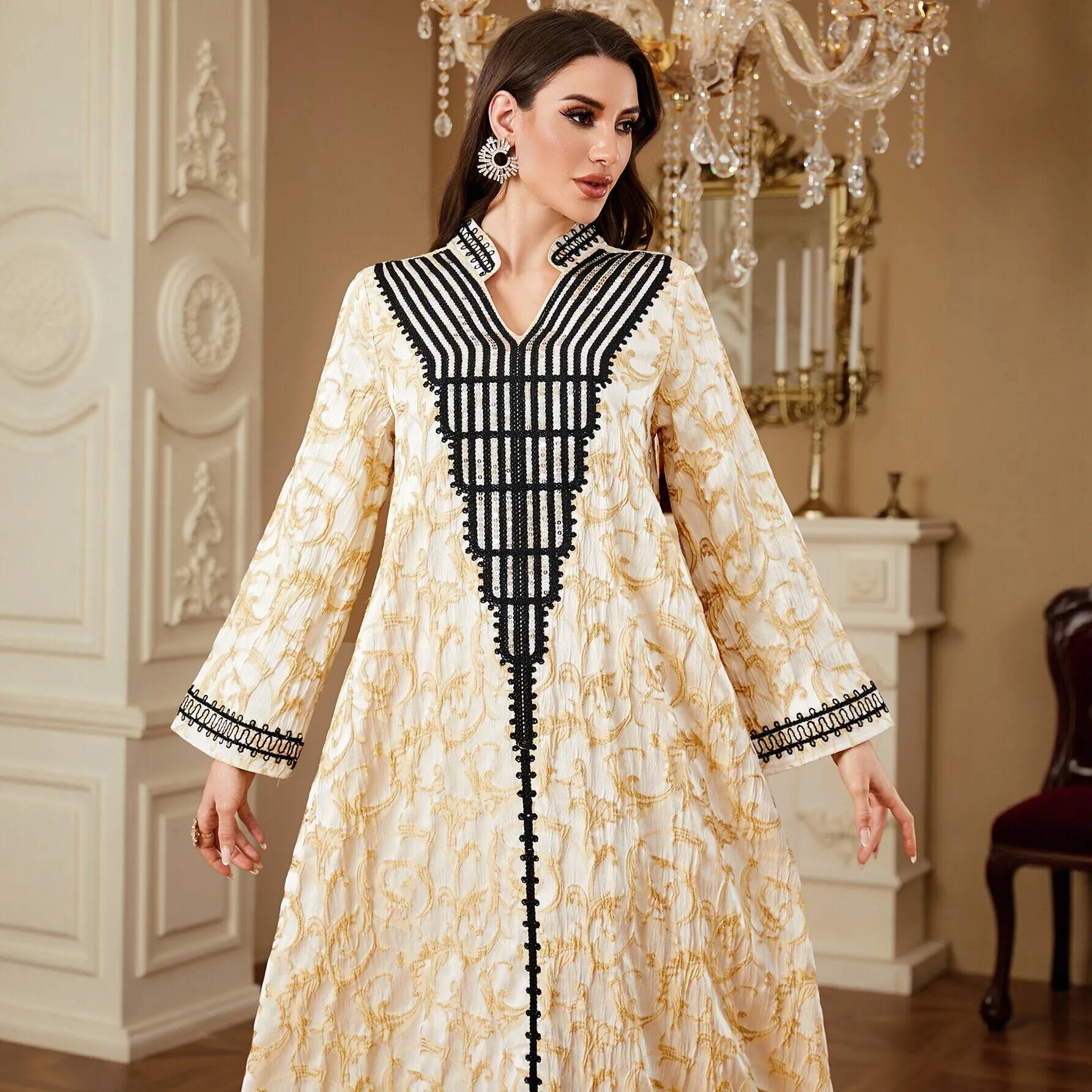 ชุดเดรสคอวีปักลายสไตล์ชนเผ่า ส - Urban Ethnic Fashion บทวิจารณ์และราคา