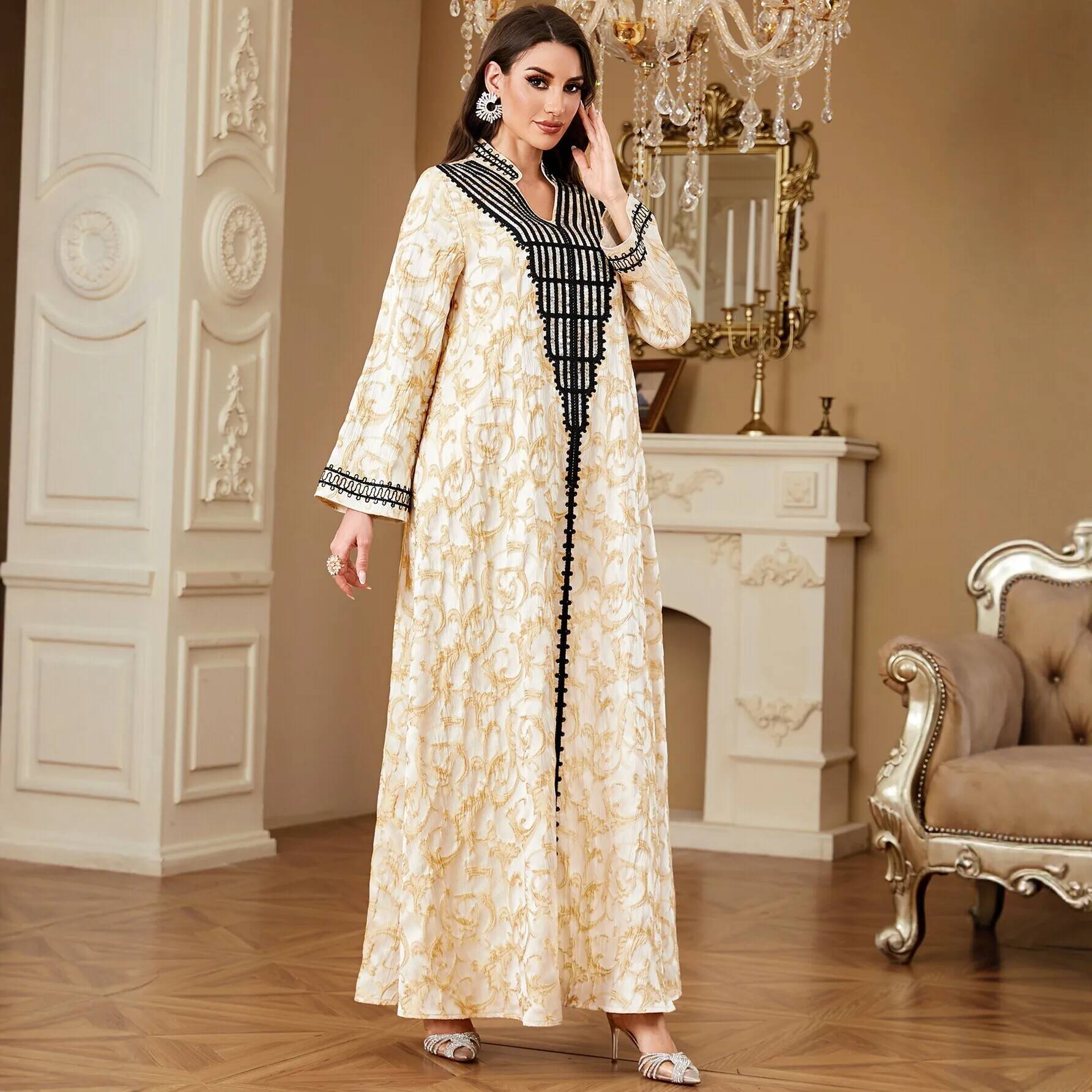 ชุดเดรสคอวีปักลายสไตล์ชนเผ่า ส - Urban Ethnic Fashion บทวิจารณ์และราคา