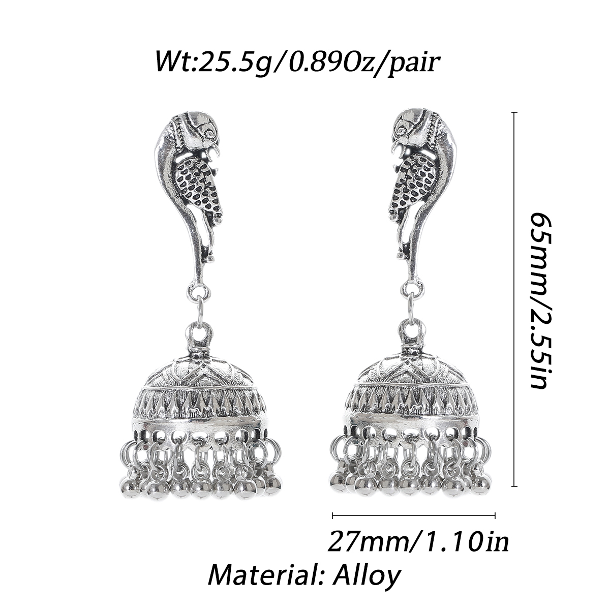 ชาติพันธุ์เงินสีนกยูง Bell ต่า - Ethnic Indian Fashion บทวิจารณ์และราคา