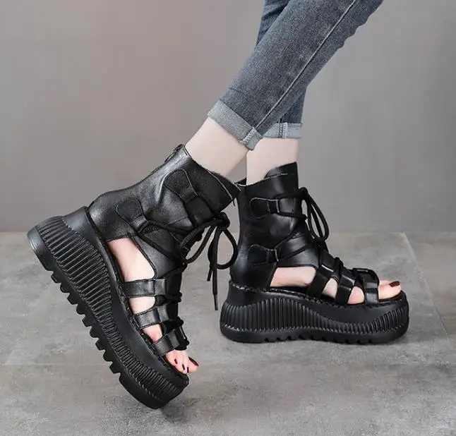8 ซม.วัวแท้หนังข้อเท้า Booties - Ethnic And Fashion บทวิจารณ์และราคา