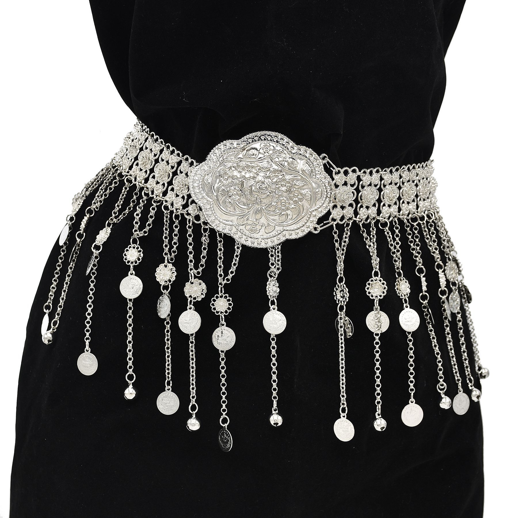 เข็มขัดคาฟตันโมร็อกโกชุบเงิน ป - Ethnic Fashion Co In บทวิจารณ์และราคา