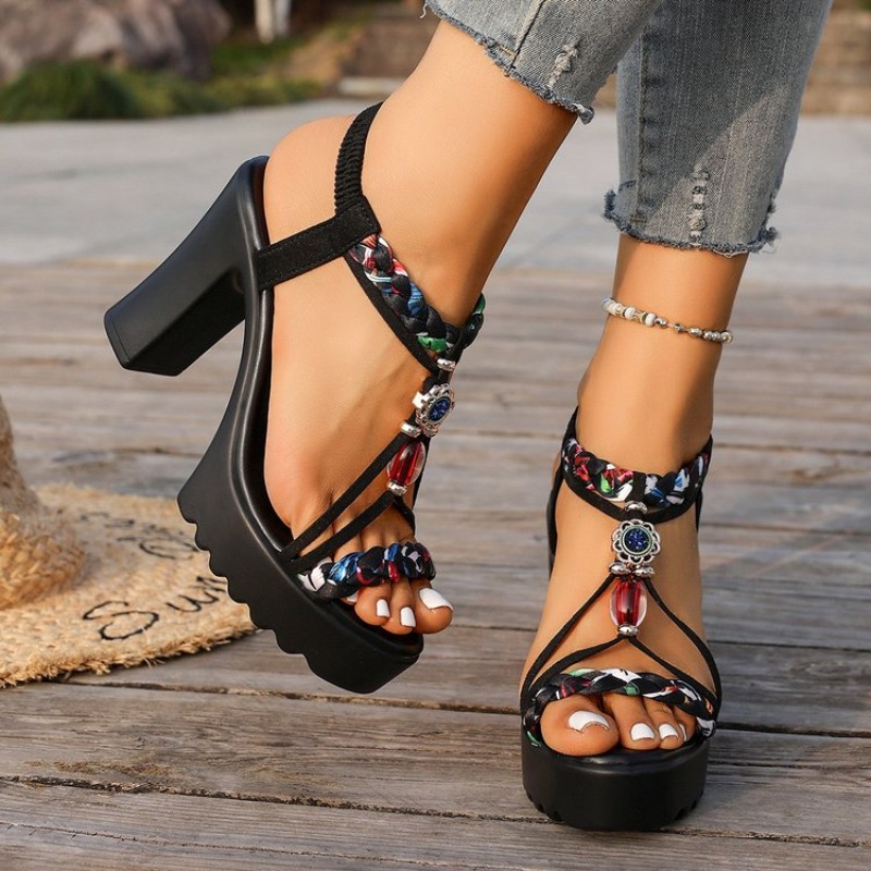 รองเท้าส้นหนาสไตล์ชาติพันธุ์สำ - Ethnic And Fashion บทวิจารณ์และราคา
