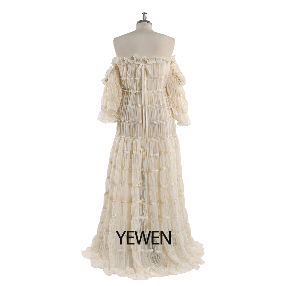 ชุดเดรสถ่ายภาพคนท้องแบบเปิดไหล - Ethnic Fashion Dress บทวิจารณ์และราคา