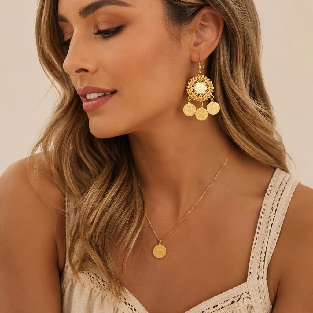 ต่างหูสไตล์วินเทจโบโฮลายดอกไม้ - Ethnic Fashion Co In บทวิจารณ์และราคา