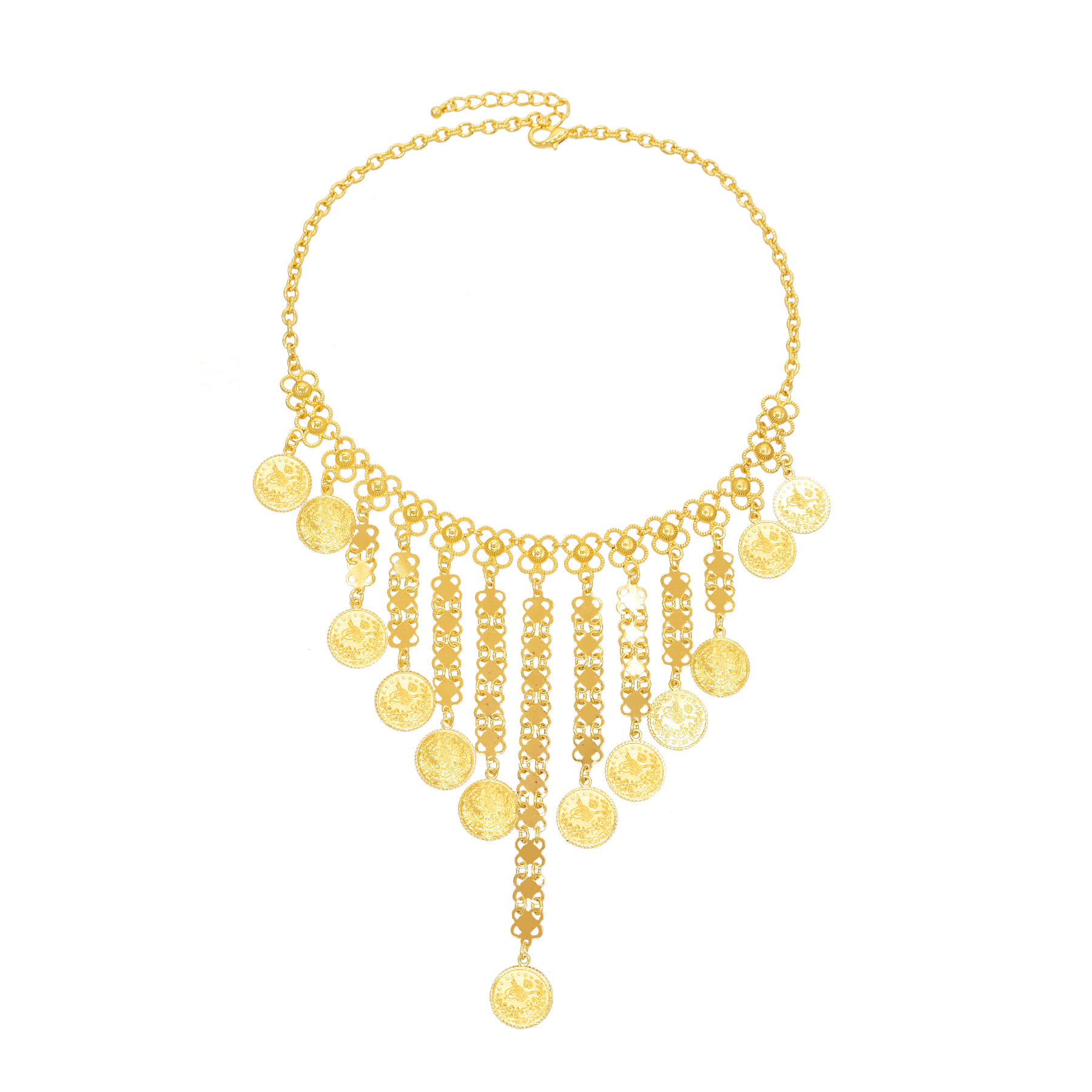 สีทองเหรียญโซ่ยาวพู่สร้อยคอเส้ - Ethnic Fashion Co In บทวิจารณ์และราคา