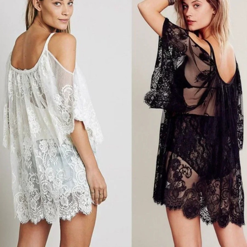 ชุดคลุมชายหาดลูกไม้โครเชต์เซ็ก - Ethnic Fashion Dress บทวิจารณ์และราคา