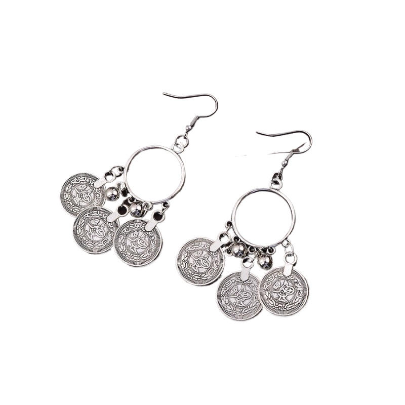 ต่างหูทรงกลมแบบเหรียญสไตล์วินเ - Ethnic Fashion Co In บทวิจารณ์และราคา