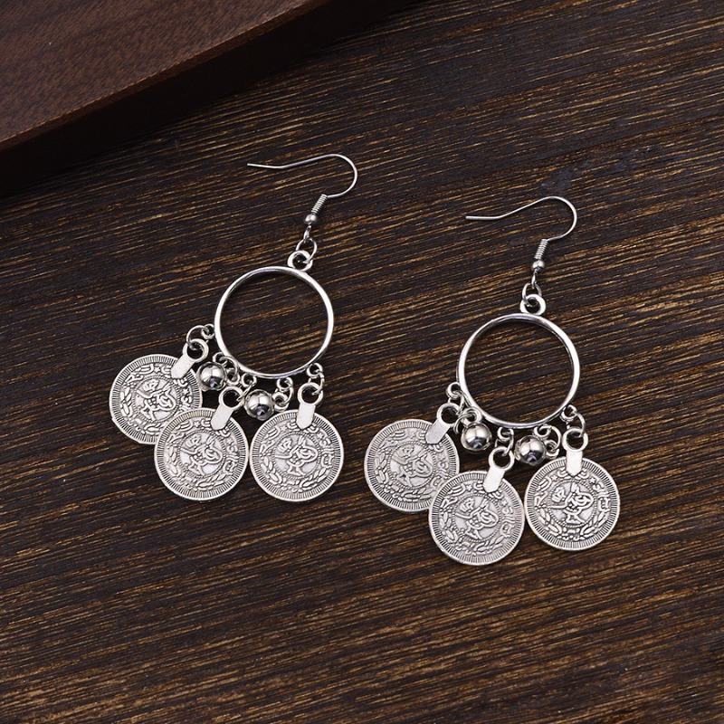 ต่างหูทรงกลมแบบเหรียญสไตล์วินเ - Ethnic Fashion Co In บทวิจารณ์และราคา