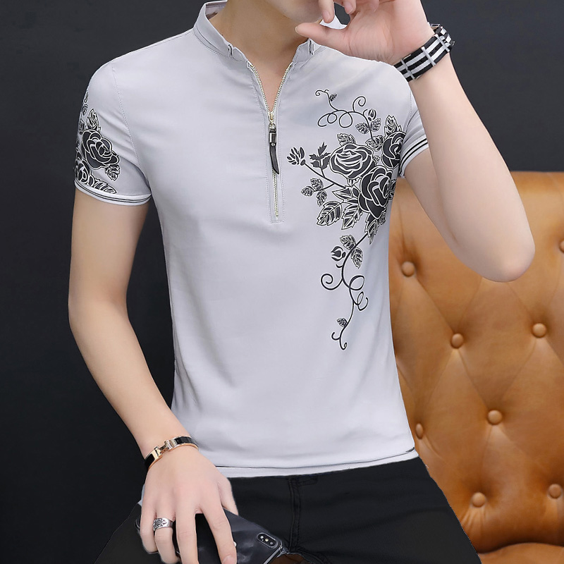 เสื้อยืดแขนสั้นคอตั้งพิมพ์ลายแ - Urban Ethnic Fashion บทวิจารณ์และราคา