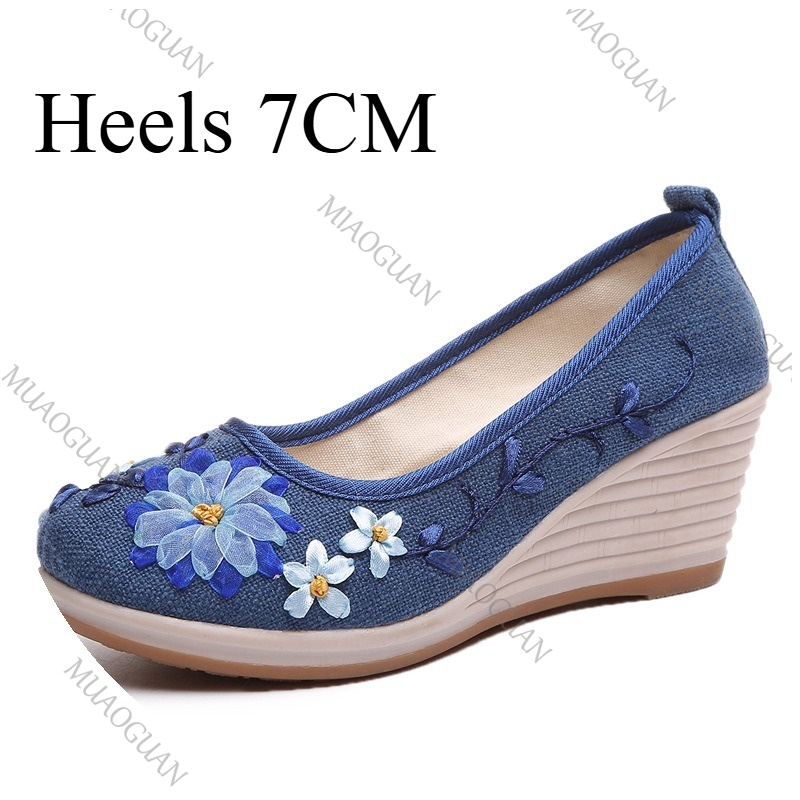 รองเท้าส้นเตารีดปักลายสำหรับผู - Ethnic And Fashion บทวิจารณ์และราคา