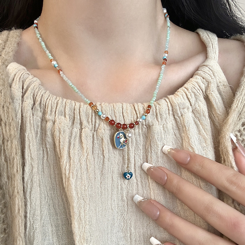 สร้อยคอโชคเกอร์ลูกปัดลายม้าสอง - Ethnic Chic Fashion บทวิจารณ์และราคา