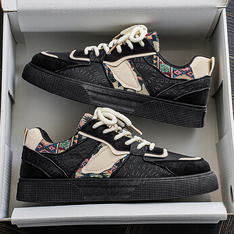 รองเท้าผ้าใบแพลตฟอร์มลายปะติดส - Ethnic Fashion Men บทวิจารณ์และราคา
