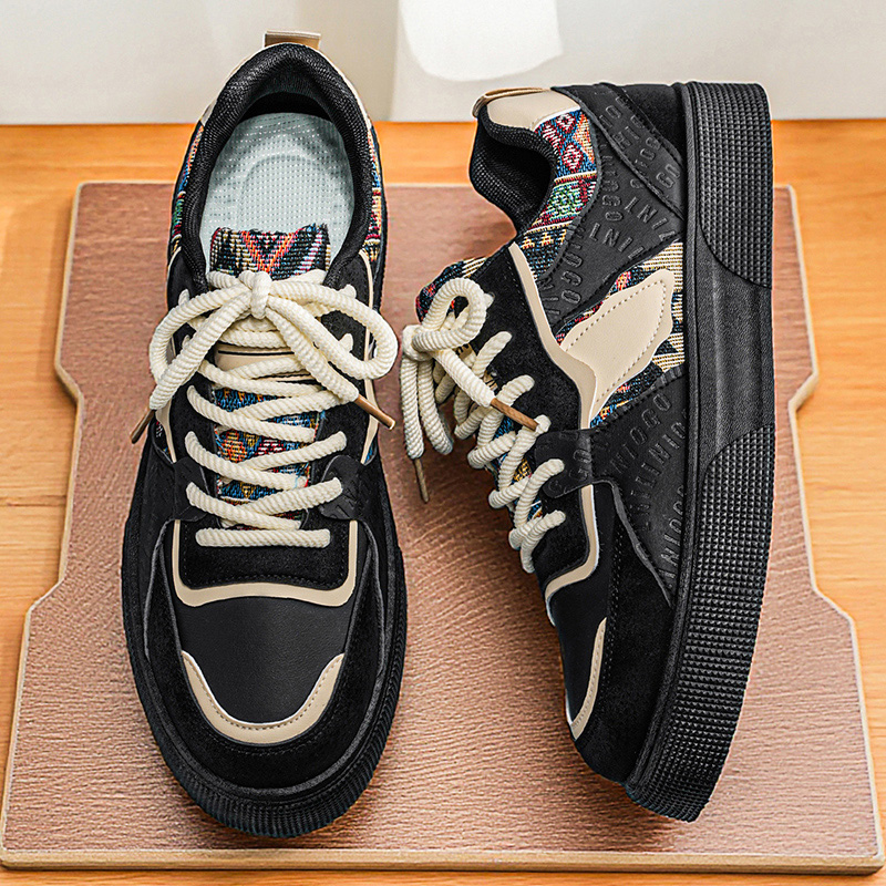 รองเท้าผ้าใบแพลตฟอร์มลายปะติดส - Ethnic Fashion Men บทวิจารณ์และราคา