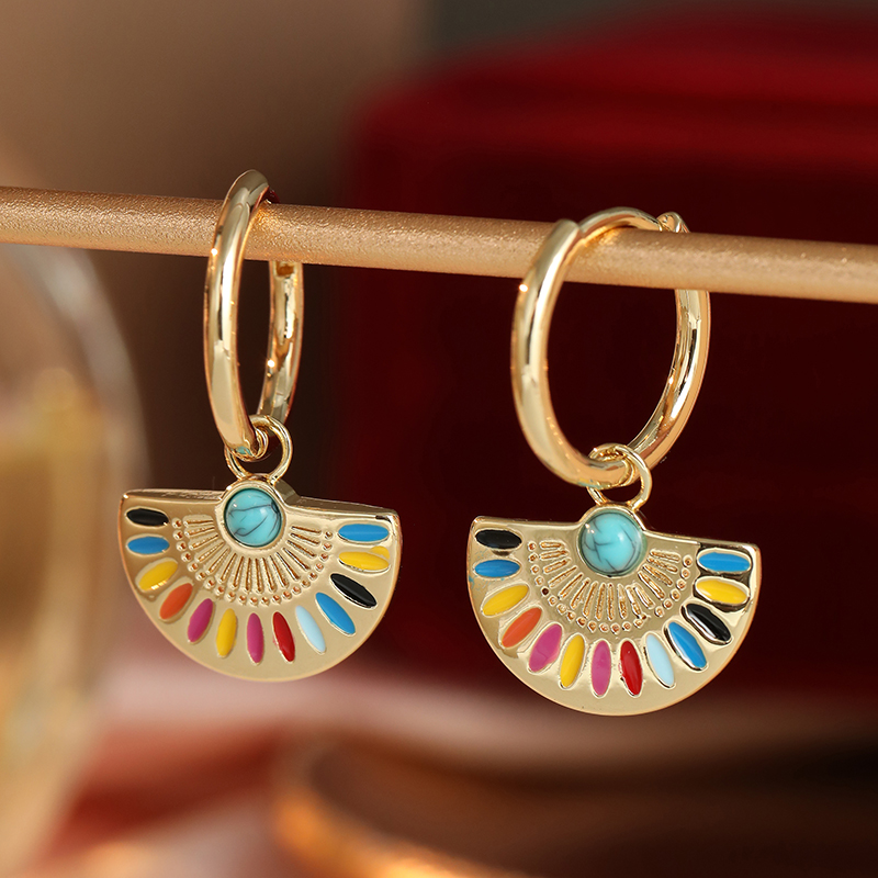 ต่างหูจี้รูปพัดเคลือบสีสันสวยง - Ethnic Chic Fashion บทวิจารณ์และราคา