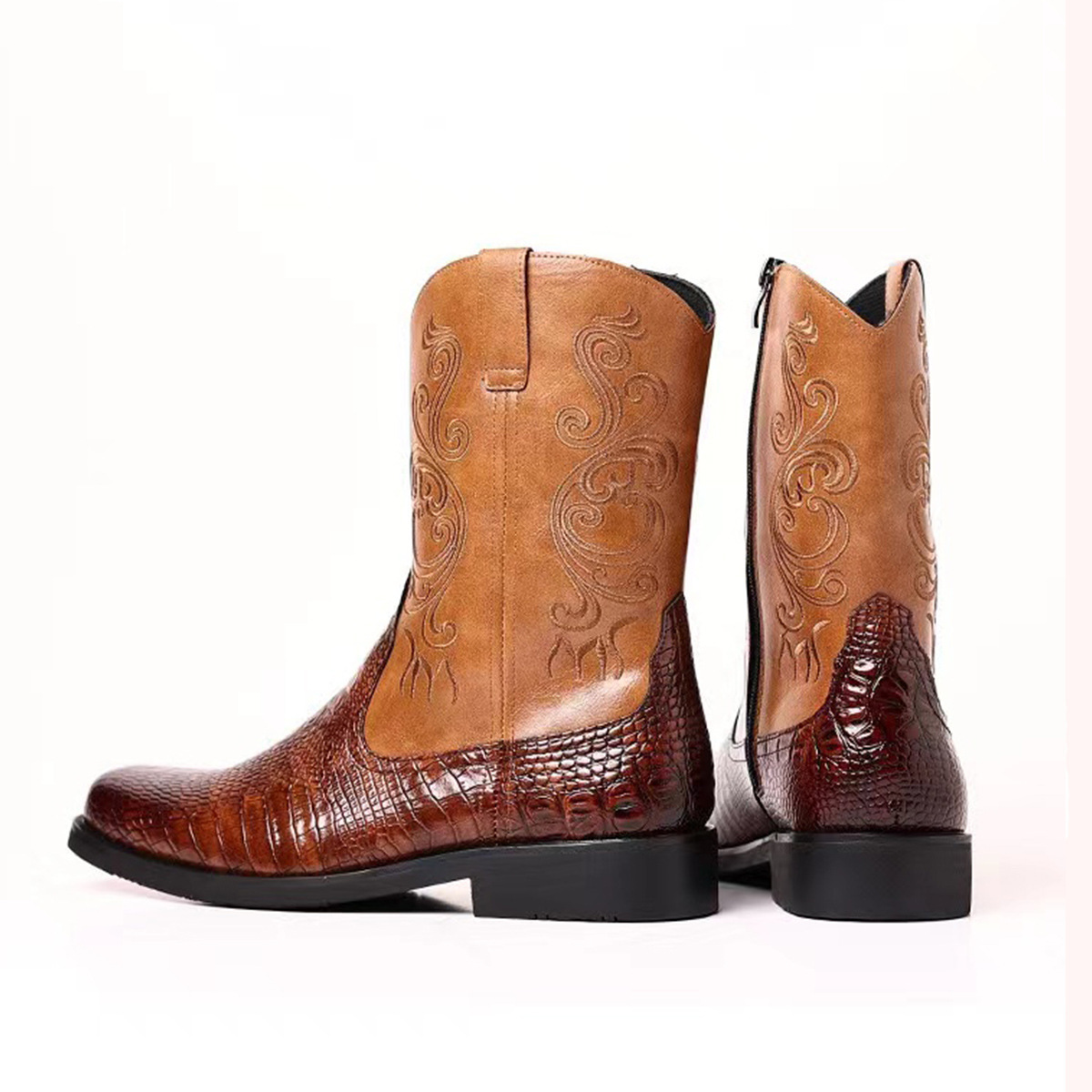 รองเท้าบูทคาวบอยสไตล์ตะวันตกแบ - Ethnic Fashion Men บทวิจารณ์และราคา