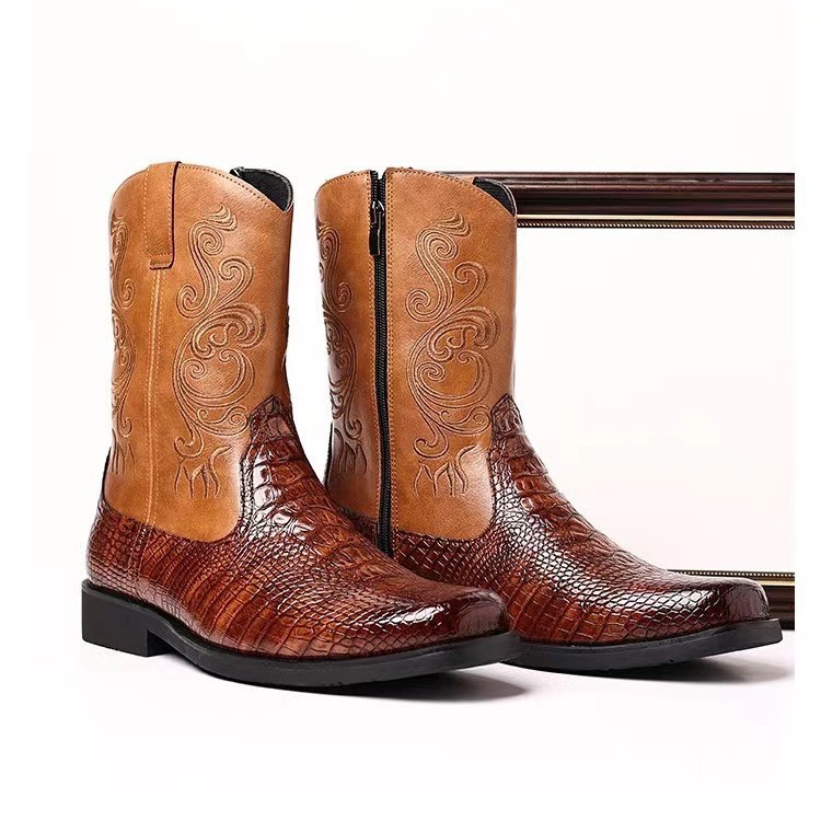 รองเท้าบูทคาวบอยสไตล์ตะวันตกแบ - Ethnic Fashion Men บทวิจารณ์และราคา