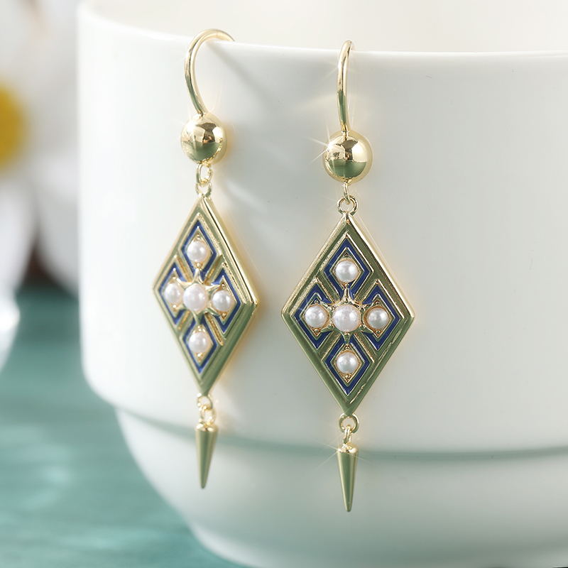 ต่างหูจี้มุกเทียมเคลือบสีสไตล์ - Ethnic Chic Fashion บทวิจารณ์และราคา