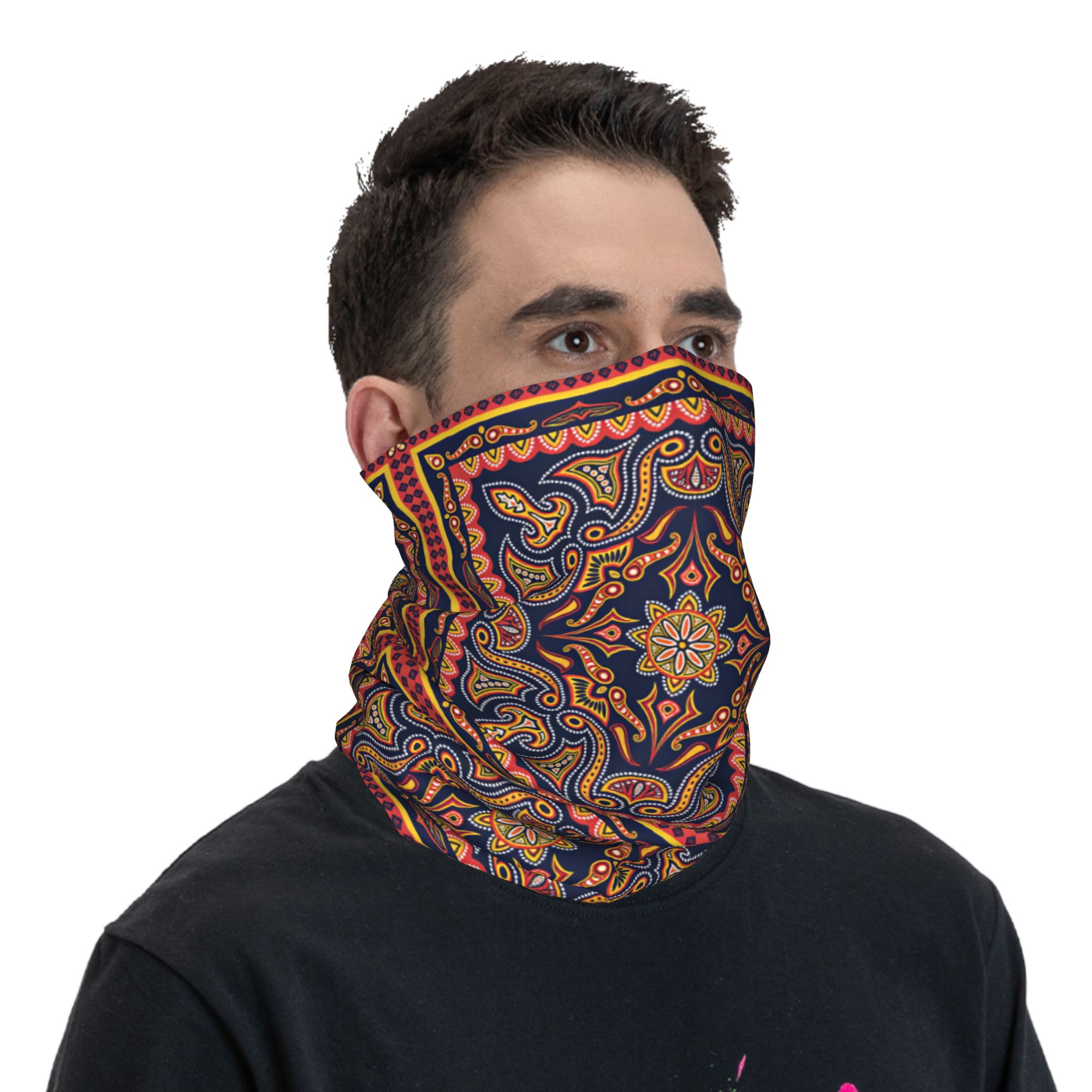 ผ้าคลุมหน้าลายชนเผ่าพิมพ์ลายเพ - Ethnic Fashion Men บทวิจารณ์และราคา