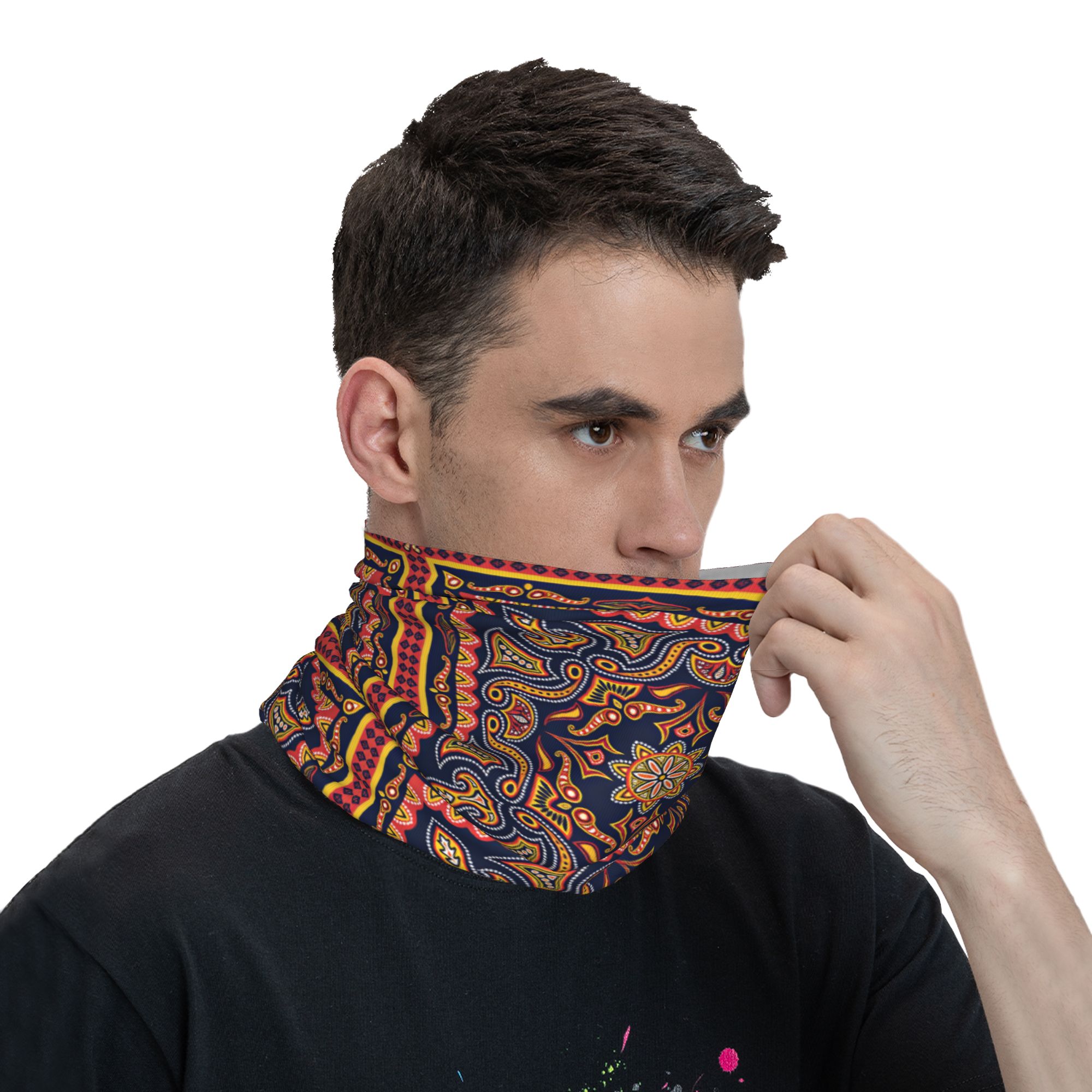 ผ้าคลุมหน้าลายชนเผ่าพิมพ์ลายเพ - Ethnic Fashion Men บทวิจารณ์และราคา