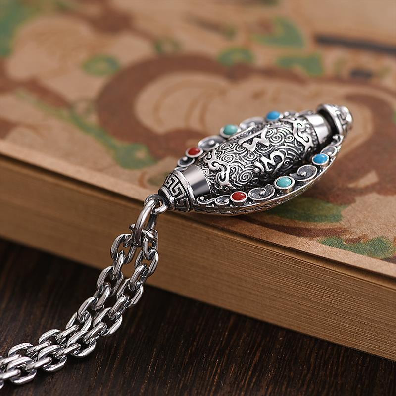สร้อยคอเงินทิเบตแบบหมุนได้ พร้ - Ethnic Fashion Men บทวิจารณ์และราคา
