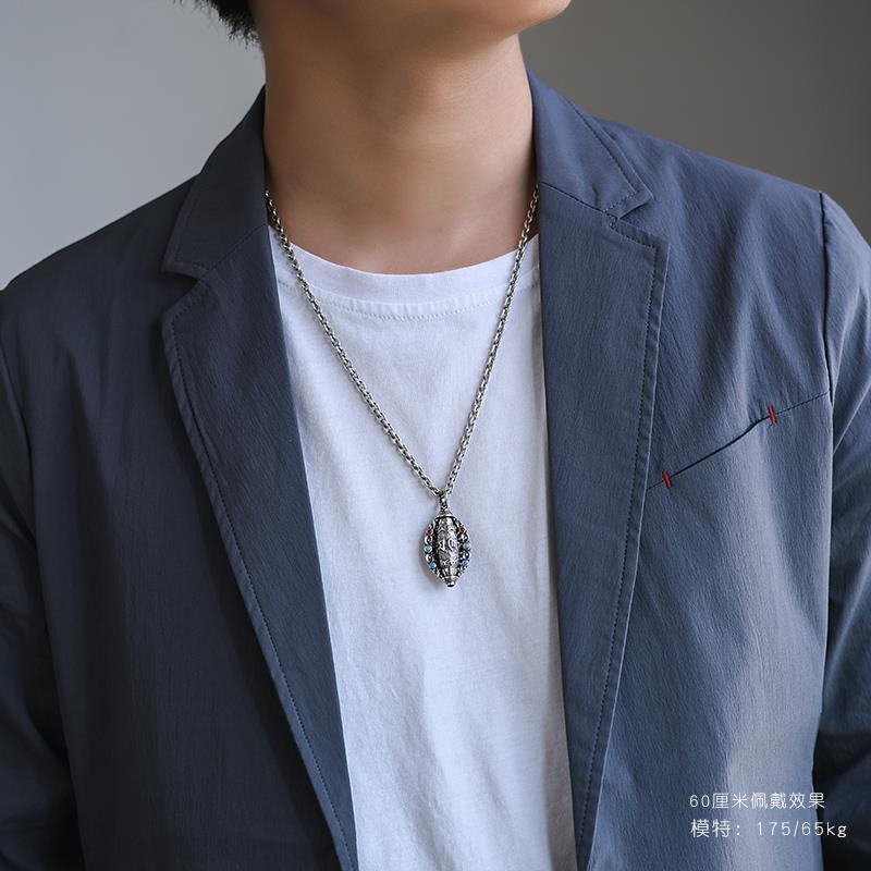 สร้อยคอเงินทิเบตแบบหมุนได้ พร้ - Ethnic Fashion Men บทวิจารณ์และราคา